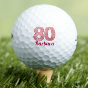 Pink Checkered 80. Geburtstag Golfer 80 Jahre alt Golfball