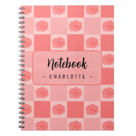 Pink Checkered Floral Notizblock