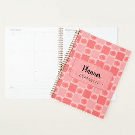 Pink Checkered Floral Planer