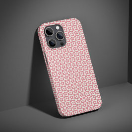 Pink Checkered Floral Tough Phone Case for Besties