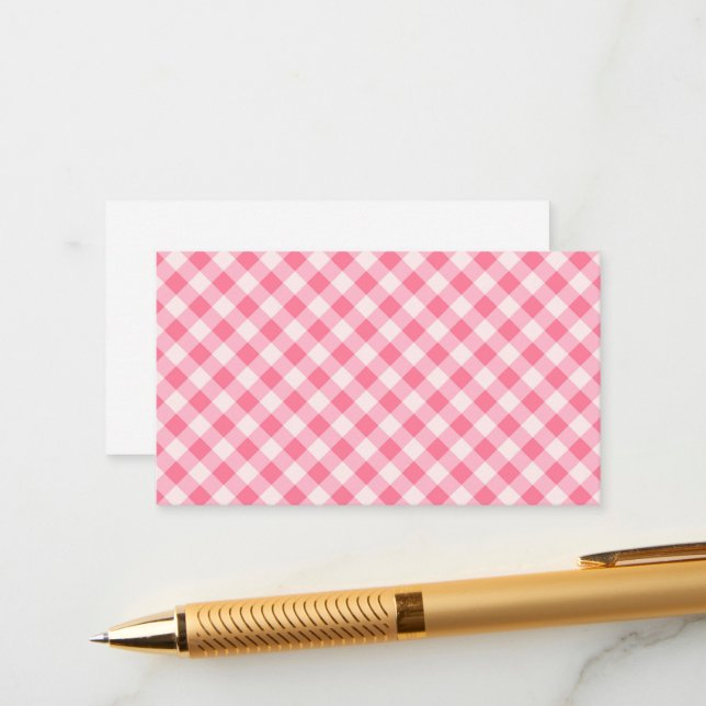 Pink Checkered modische Plätze Klasse Trendy Begleitkarte (Vorderseite/Rückseite Beispiel)