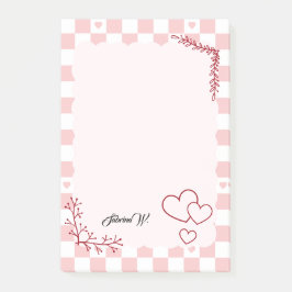 Pink Checkered Pattern Background Post-It Notes Klebezettel