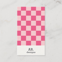 Pink Checkered Stylish Business Card Visitenkarte