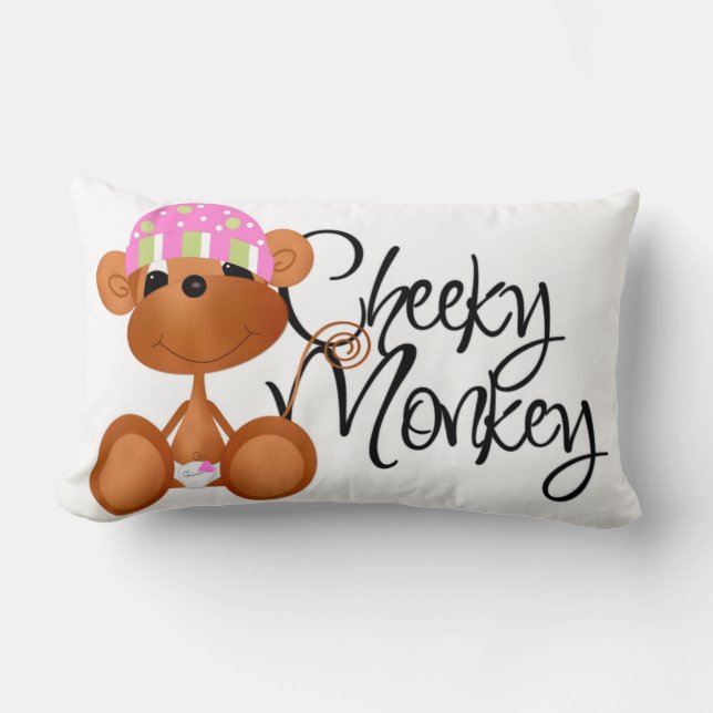 Pink Cheeky Monkey Pillow Lendenkissen (Vorderseite)