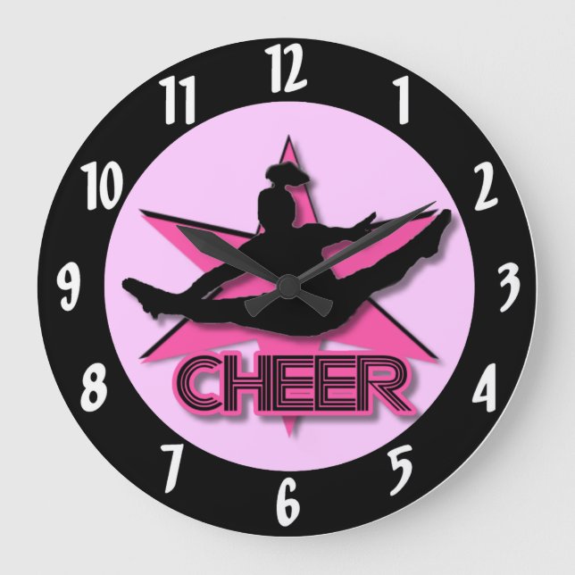 Pink Cheer Große Wanduhr (Vorderseite)
