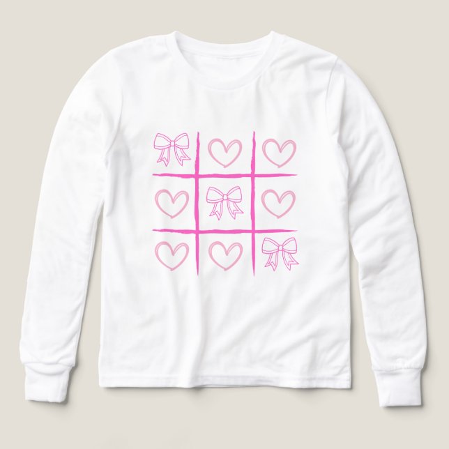 Pink Cheer Tic-Tac-Toe Valentine's Day Shirt  (Design Vorderseite)
