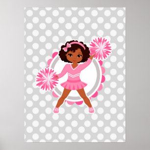 Pink Cheerleader African American - Niedlich Cheer Poster