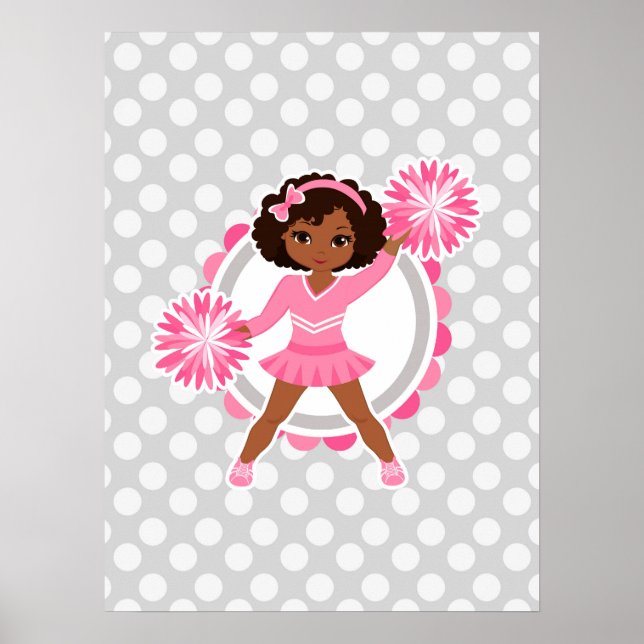 Pink Cheerleader African American - Niedlich Cheer Poster (Vorne)