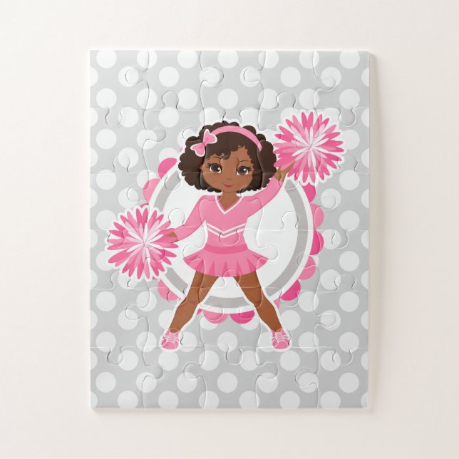 Pink Cheerleader African American - Niedlich Cheer Puzzle (Vertikal)