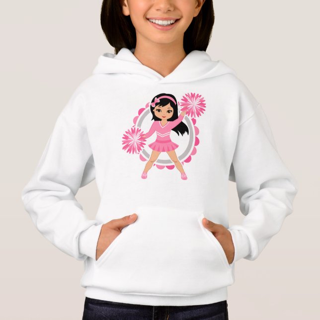 Pink Cheerleader Black Hair - Niedlich Cheerleader Hoodie (Vorderseite)