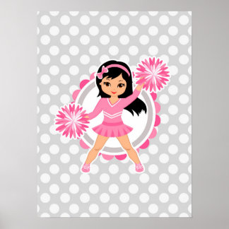 Pink Cheerleader Black Hair - Niedlich Cheerleader Poster