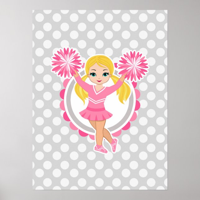 Pink Cheerleader Blonde - Niedlich Cheer Poster (Vorne)