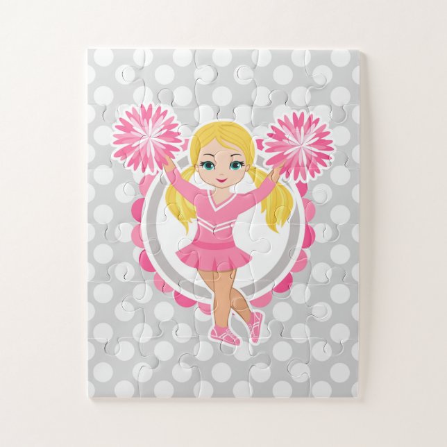 Pink Cheerleader Blonde - Niedlich Cheer Puzzle (Vertikal)