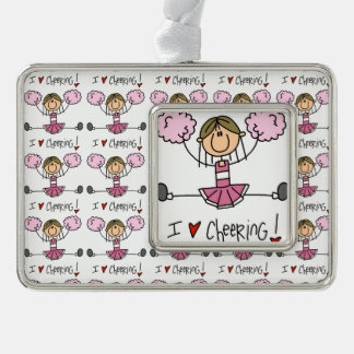 Pink Cheerleader Rahmen-Ornament Silber