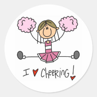 Pink Cheerleader Runder Aufkleber