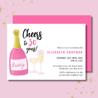 Pink Cheers bis 30 Jahre blubbly 30. Einladung