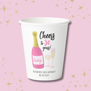 Pink Cheers bis 30 Jahre blubbly 30. Geburtstag Pa Pappbecher