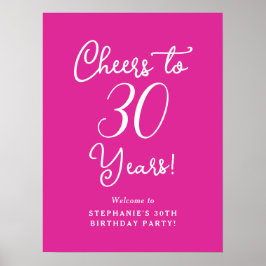 Pink Cheers to 30 Years 30 th Birthday Welcome Sig Poster