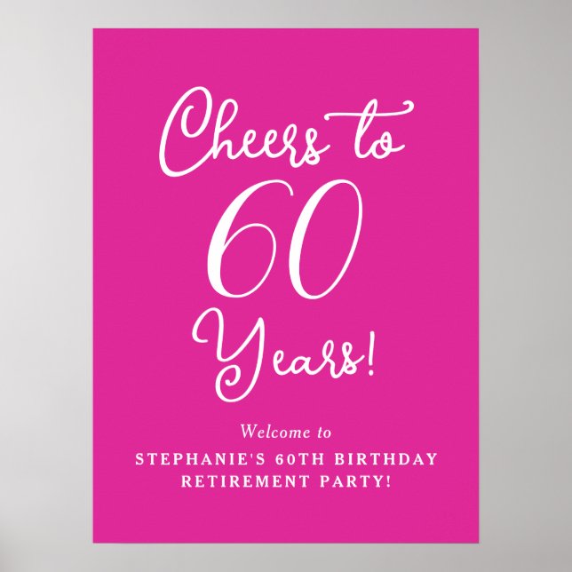 Pink Cheers to 60 Years Retirement Party Poster (Vorne)