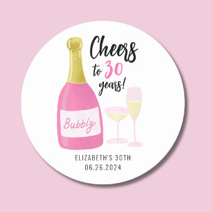 Pink Cheers zum 30. Geburtstag Party Runder Aufkleber