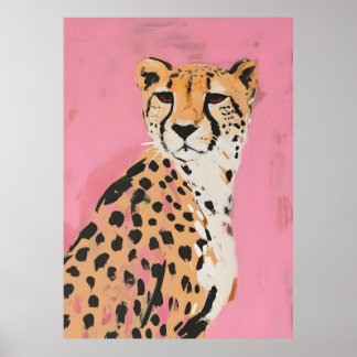 Pink Cheetah Art Print – Modern Safari Wall Art fo Poster