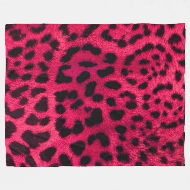 Pink Cheetah Fur Muster Fleece Blankon (Vorderseite (Horizontal))