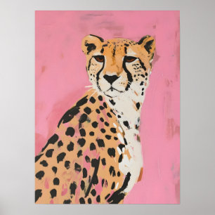 Pink Cheetah Kunstprint – Moderne Safari-Wandkunst Poster