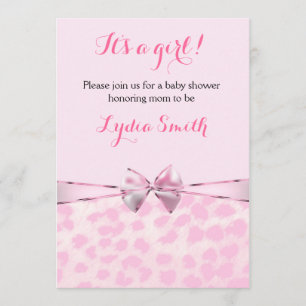 Pink Cheetah Leopard Bogen Baby Shower Mädchen Ein Einladung