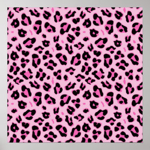 Pink Cheetah Leopard Print Black Spots Muster Poster