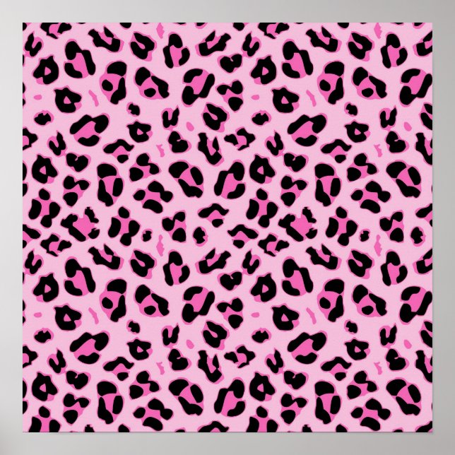 Pink Cheetah Leopard Print Black Spots Muster Poster (Vorne)