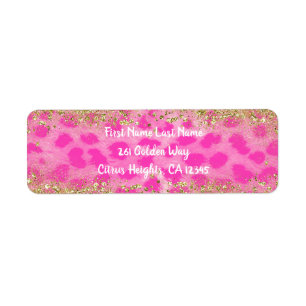 Pink Cheetah Leopard Print Gold Glitzer Trendy