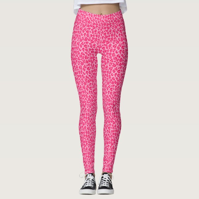 Pink Cheetah Leopard Print Leggings (Vorderseite)