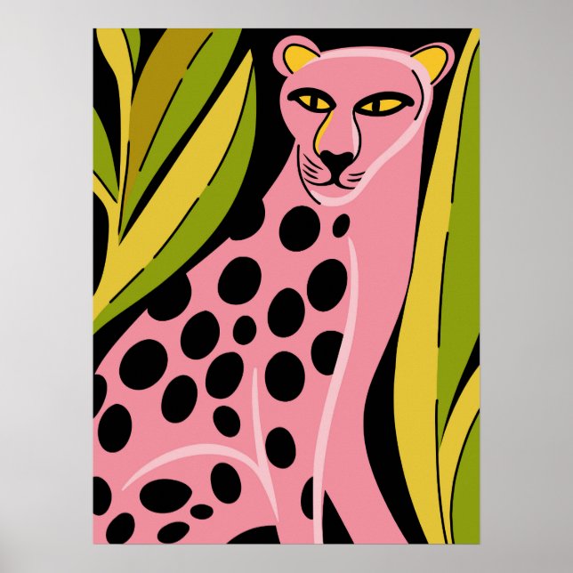 Pink Cheetah Pop Art Bold Jungle Cat Print Poster (Vorne)