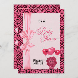 Pink Cheetah Print Baby Dusche Einladung