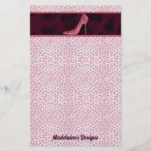 Pink Cheetah Print mit Name und Pumpe Briefpapier