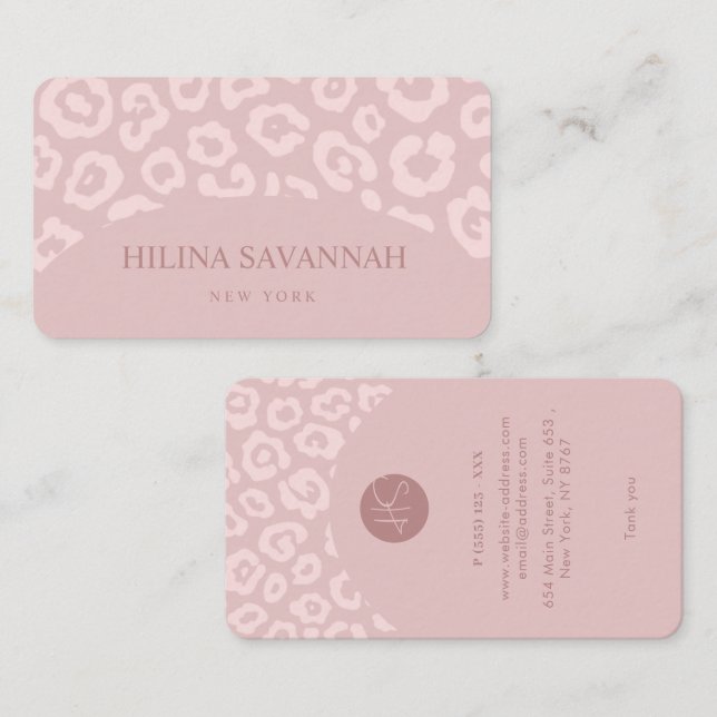 Pink Cheetah Skin Business Card Visitenkarte (Vorne/Hinten)