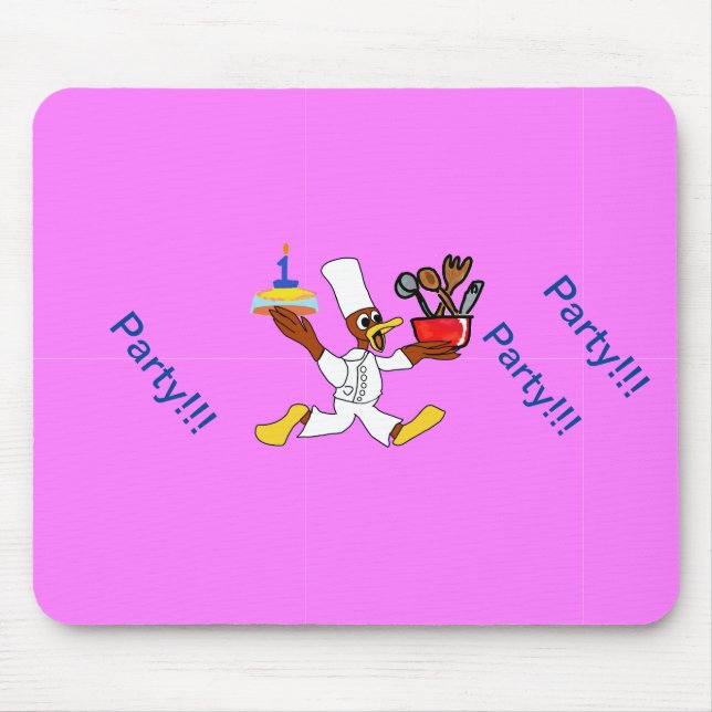 Pink Chef Ducky Geburtstag  Mousepad (Vorne)