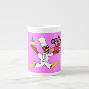 Pink Chef Ducky Geburtstag  Prozellantasse