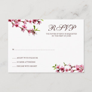 Pink Cheroms White Response Card RSVP Karte