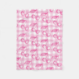 Pink Cherry Ästhetische Koquette Fleecedecke