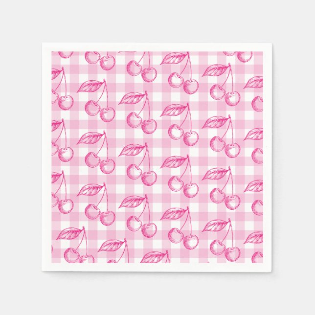 Pink Cherry Ästhetische Koquette Serviette (Vorderseite)