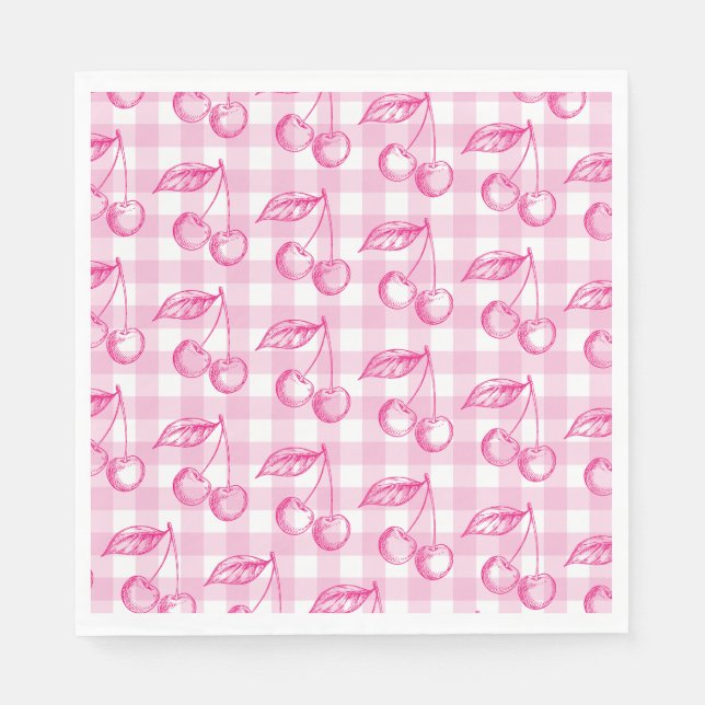 Pink Cherry Ästhetische Koquette Serviette (Vorderseite)