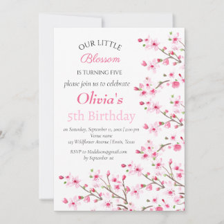 Pink Cherry Blossom 5. Geburtstag Einladung