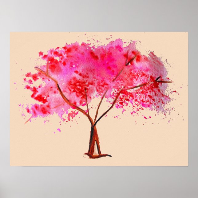 Pink Cherry Blossom Baumfarbe Poster (Vorne)