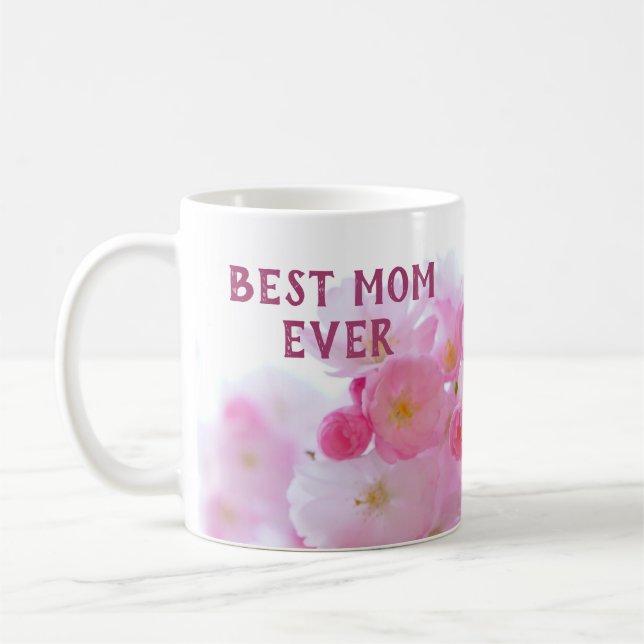 Pink Cherry Blossom Beste Mama je Tasse (Links)