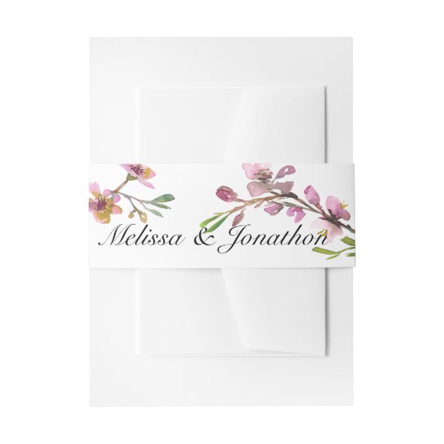 Pink Cherry Blossom Blues Hochzeitseinladung Einladungsbanderole (Vorderseite Beispiel)