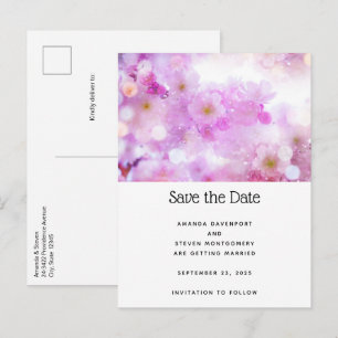 Pink Cherry Blossom Blume Foto Ankündigungspostkarte