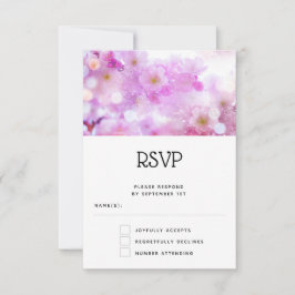 Pink Cherry Blossom Blume Foto Hochzeit RSVP Karte