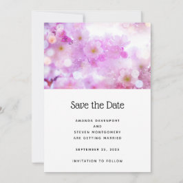 Pink Cherry Blossom Blume Foto Hochzeit Save The Date