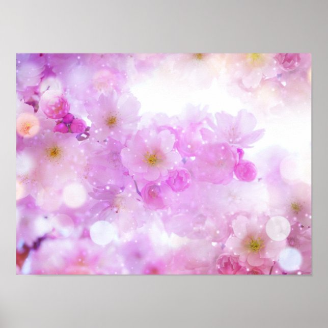 Pink Cherry Blossom Blume Foto Poster (Vorne)